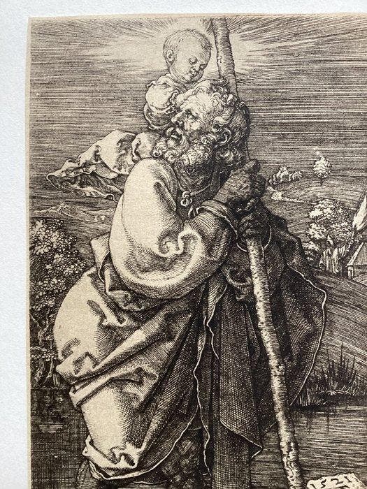 Albrecht Durer (1471-1528), after - St Christopher facing, Antiquités & Art, Antiquités | Livres & Manuscrits