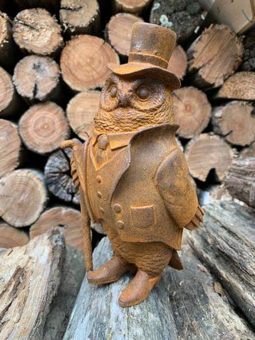Decoratief ornament - Europa - Uil beeld gietijzer, Antiek en Kunst