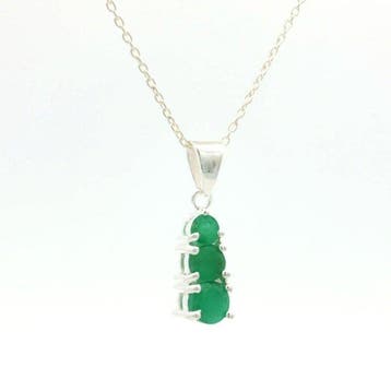 Zonder minimumprijs - Hanger Zilver - 0.83ct. tw. Smaragd -