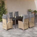 vidaXL 7-delige Tuinset met kussens poly rattan beige, Verzenden, Nieuw, Tuinset