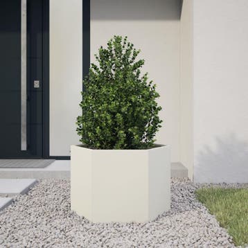 vidaXL Plantenbak zeshoek 69x60x45 cm staal wit, Tuin en Terras, Verzenden, Nieuw
