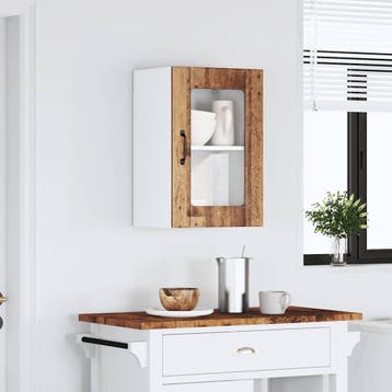 vidaXL Keukenbovenkast met glazen deur Lucca oud houtkleurig, Huis en Inrichting, Verzenden, Nieuw