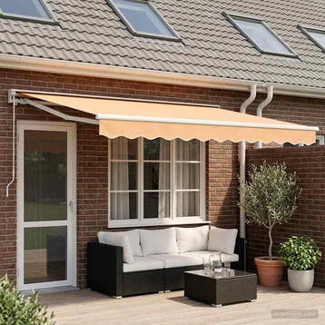 vidaXL Handmatig uitschuifbare luifel Zand 5 × 3,5 m, Verzenden