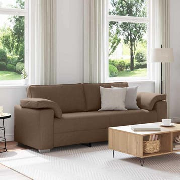 vidaXL 3-Zits Sofa Bruin 220 cm Stof, Huis en Inrichting, Zetels | Zetels, Verzenden, Nieuw