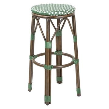 Barkrukken | Rotan/Aluminium | Groen | Houtlook Frame |, Verzenden, Nieuw in verpakking