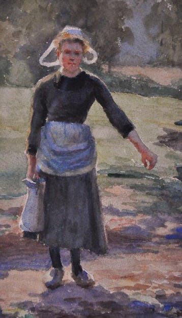 Emma Herland (1856-1947) - Bretonne porteuse deau -, Antiquités & Art