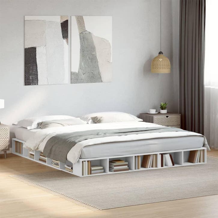 vidaXL Bedframe bewerkt hout wit 180x200 cm, Huis en Inrichting, Slaapkamer | Bedden, Nieuw, Verzenden