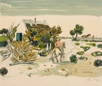 Yves Brayer (1907-1990) - Landscape with Horse and Rider, Antiek en Kunst