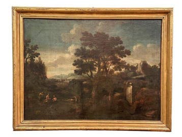 Salvator Rosa (1615-1673), Kring van - Paesaggio con