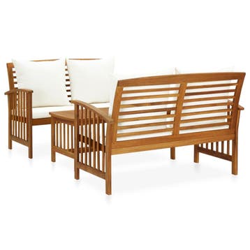 vidaXL 3-delige Loungeset met kussens massief acaciahout, Verzenden, Loungeset
