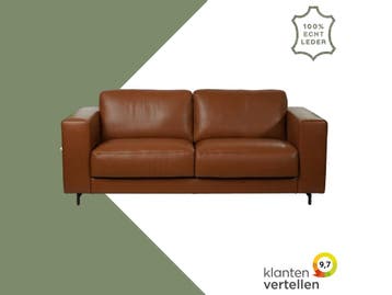 Leren bank Clear - 2,5 zits - Elegance Cognac (cognac) -, Ophalen of Verzenden