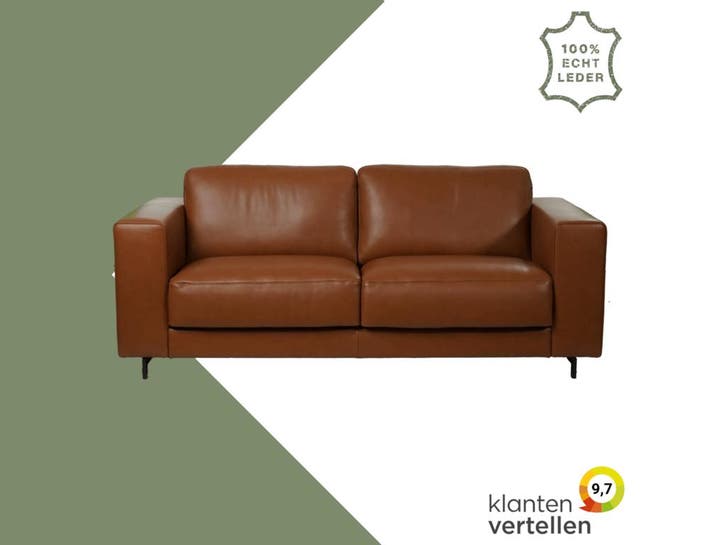 Leren bank Clear - 2,5 zits - Elegance Cognac (cognac) -, Antiek en Kunst, Antiek | Meubels | Stoelen en Sofa's, Ophalen of Verzenden