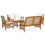 vidaXL 5-delige Loungeset met kussens massief acaciahout, Verzenden, Nieuw, Loungeset