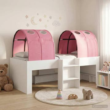 vidaXL Bed met Tunnel 3 st Wit en Roze Bewerkt hout, Verzenden, Nieuw