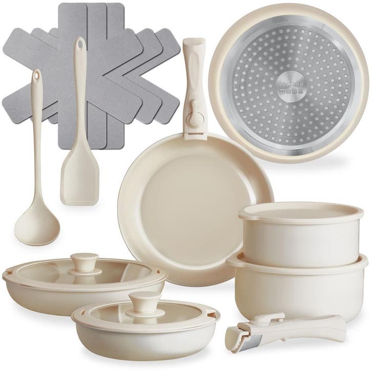Pannenset Genua 16-delig, geschikt voor inductie - wit, Jardin & Terrasse, Jardin & Terrasse Autre, Envoi