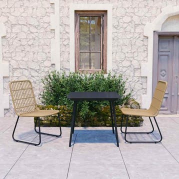vidaXL 3-delige Tuinset poly rattan en glas, Tuin en Terras, Verzenden, Nieuw, Tuinset