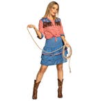 Cowgirl Kostuum Rood Blauw Dames, Verzenden, Nieuw