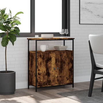 vidaXL Dressoir 70x30x80 cm bewerkt hout gerookt, Verzenden
