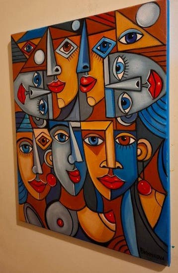 Olena Blinnikova(1963) - Oil painting-Geometria da peixão-No