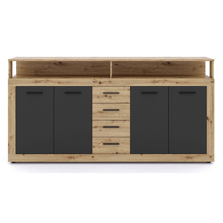 Dressoir  190 cm Breed-Antraciet Eiken Antraciet Eiken, Maison & Meubles, Armoires | Dressoirs, Envoi