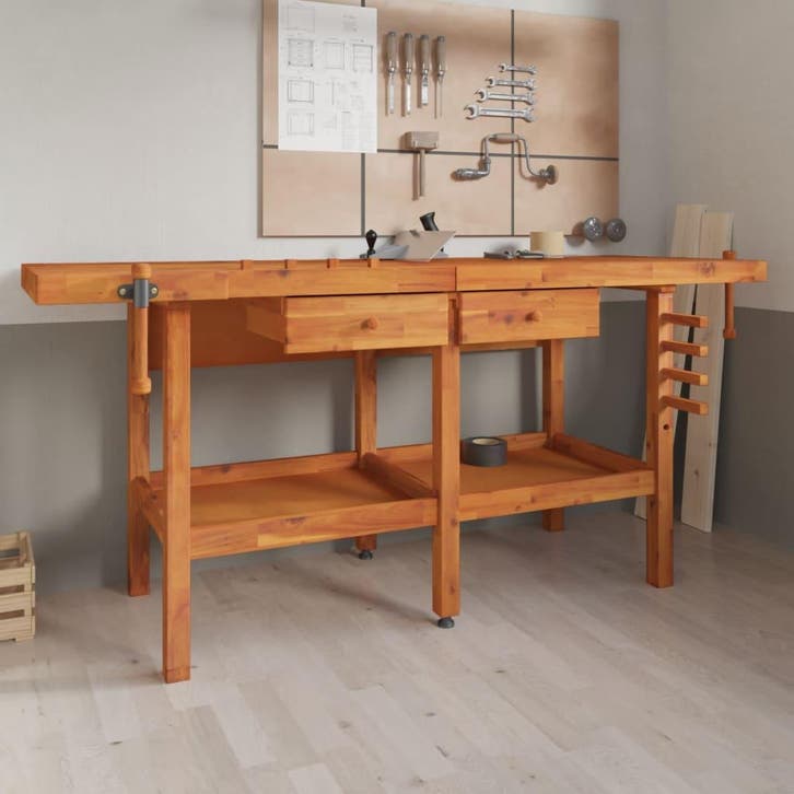 vidaXL Werkbank met lades en bankschroeven 192x62x83 cm, Doe-het-zelf en Bouw, Werkbanken, Nieuw, Verzenden