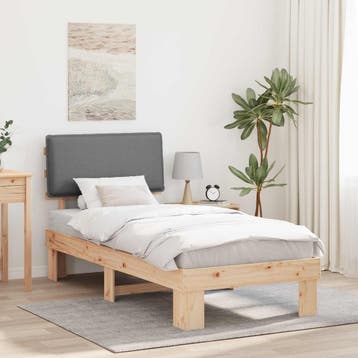 vidaXL Bedframe met Gevoerde Hoofdbord Lichtgrijs 90 x 200, Verzenden, Nieuw