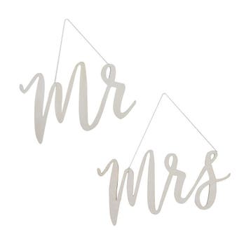 Stoel Decoratie Mr & Mrs Hout 2st, Verzenden