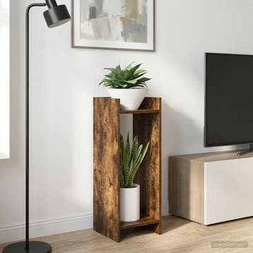 vidaXL Plantenstand 2 st Gerookt eiken 30 x 30 x 80 cm, Verzenden