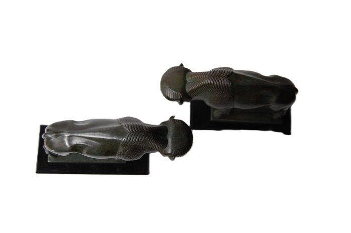 Max Le Verrier - Serre-livres (2) - Métal plaqué sur une, Antiquités & Art, Art | Objets design