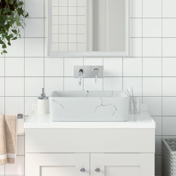 vidaXL Opzetwasbak rechthoekig 46x35,5x13 cm keramiek wit, Verzenden, Nieuw