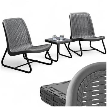 Wicker zitgroep Modica voor 2 personen, ergonomisch - grijs, Verzenden, Nieuw