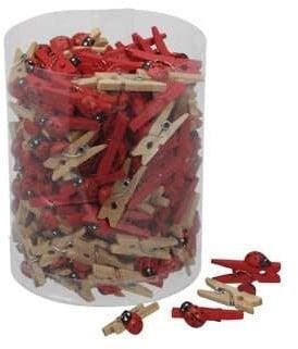 Lieveheersbeestje op knijpertjes rood naturel 25 mm doosje, Nieuw