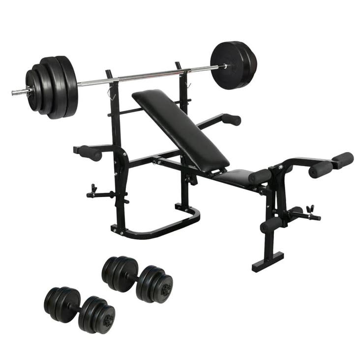 vidaXL Halterbank inklapbaar en halterset, Sports & Fitness, Équipement de fitness, Envoi