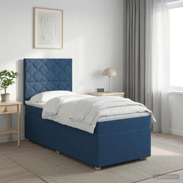 vidaXL Boxspringbed met matras met hoofdeinde Blauw 80 x 200, Verzenden