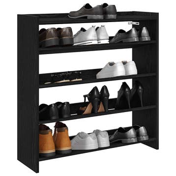 vidaXL Schoenenrek 80x25x81 cm bewerkt hout zwart, Verzenden