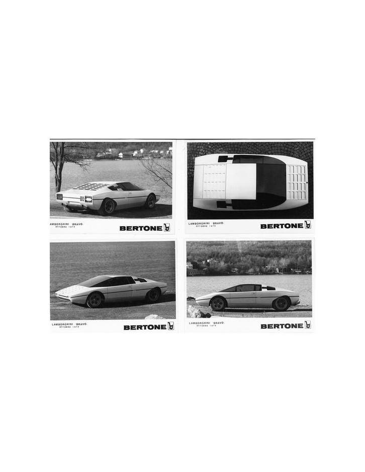 1974 LAMBORGHINI BRAVO BERTONE PERSFOTO, Boeken, Auto's | Folders en Tijdschriften, Ophalen of Verzenden