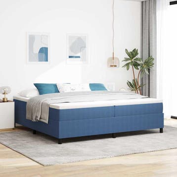 vidaXL Boxspring bed Blauw en Wit 200 x 200 cm Corduroy stof, Verzenden, Nieuw