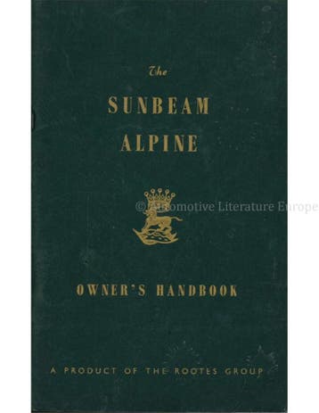 1959 SUNBEAM ALPINE SERIE I INSTRUCTIEBOEKJE ENGELS