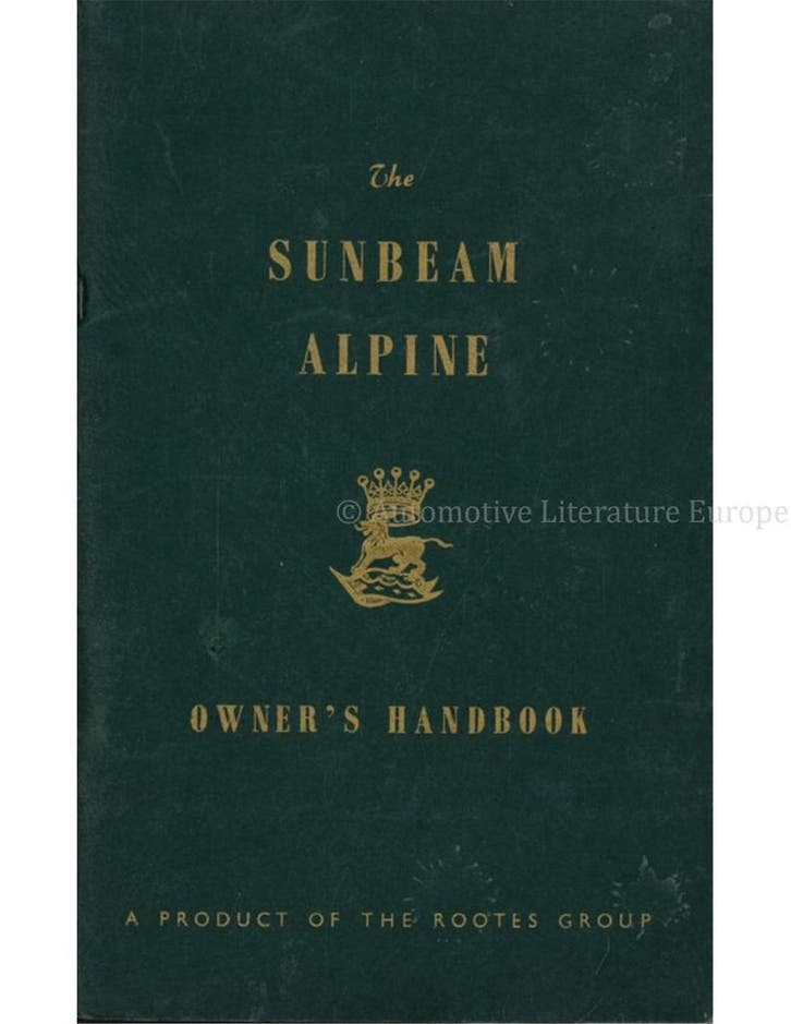 1959 SUNBEAM ALPINE SERIE I INSTRUCTIEBOEKJE ENGELS, Auto diversen, Handleidingen en Instructieboekjes