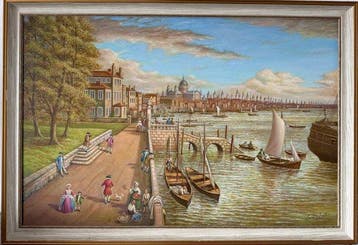 Leo Rawlings.(1918-1984) - The Thames, London, looking