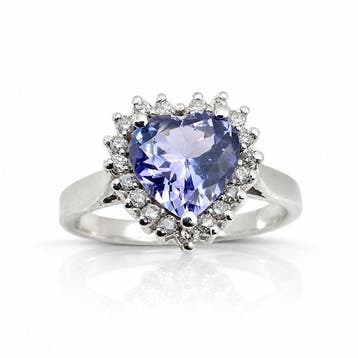 Sans prix de réserve - Bague Argent - Tanzanite - Diamants, Bijoux, Sacs & Beauté, Bagues