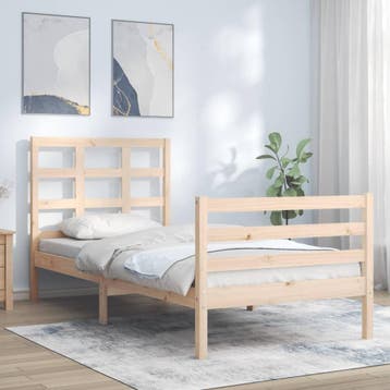 vidaXL Bedframe met hoofdbord massief hout, Verzenden, Nieuw