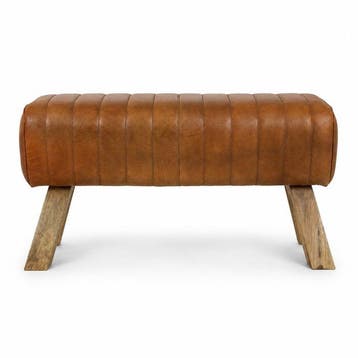 Gangbankje - Leder, Hout - Gym Bench van Echt Leer