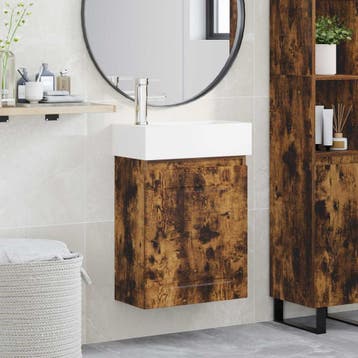 vidaXL Badkamermeubel met kraan Gerookt eiken 45,5 x 22,5 x, Verzenden, Nieuw