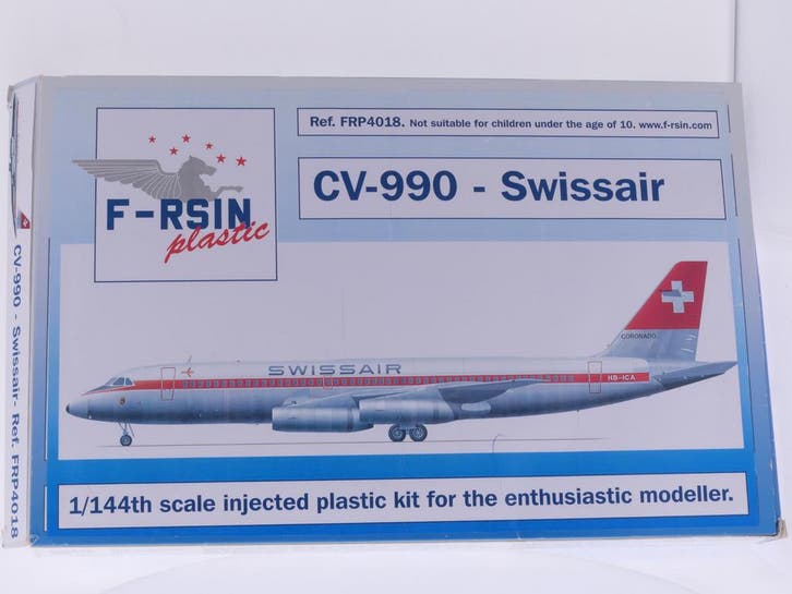 Schaal 1:144 F-rsin FRP4018 Convair CV-990 Coronado Swiss..., Hobby en Vrije tijd, Modelbouw | Vliegtuigen en Helikopters, Gebruikt