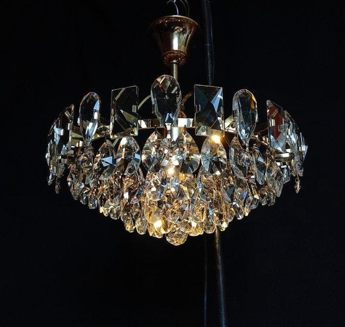 Kroonluchter - Messing, Kristal - Glamour / Hollywood, Antiek en Kunst, Curiosa en Brocante
