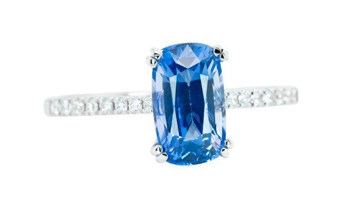 Sans prix de réserve - Bague - 14 carats Or blanc, Bleu vif, Bijoux, Sacs & Beauté, Bagues