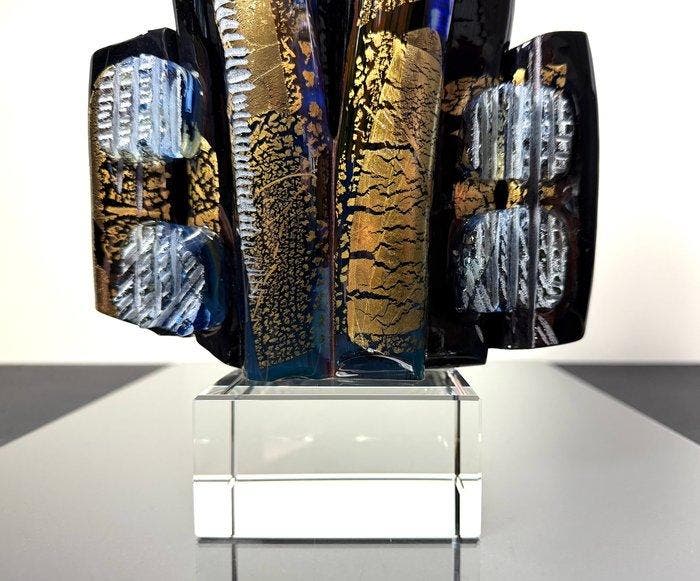 Maxence Parot - Vase - Sculpture unique couleurs et Or 34cm, Antiquités & Art, Art | Objets design