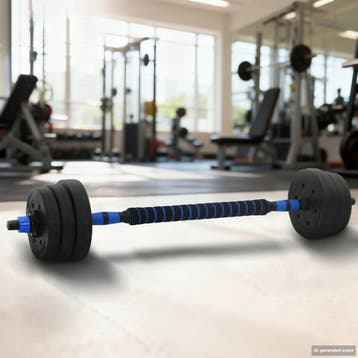 vidaXL 2-in-1 Dumbbell Barbell Set 20 kg Zwart en Blauw, Verzenden