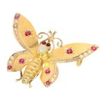 Broche - 18 karaat Geel goud - Parel - Vlinder, Antiek 1900